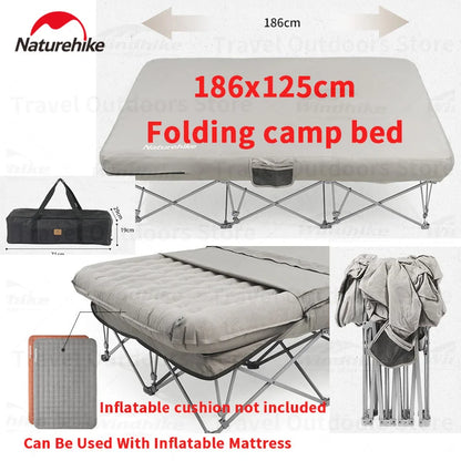 Naturehike Portable 2 Persons Camping Bed Widen Quick Open Folding Cot 120Kg Bearing Weight Camp Hiking Beach Sleeping Bed