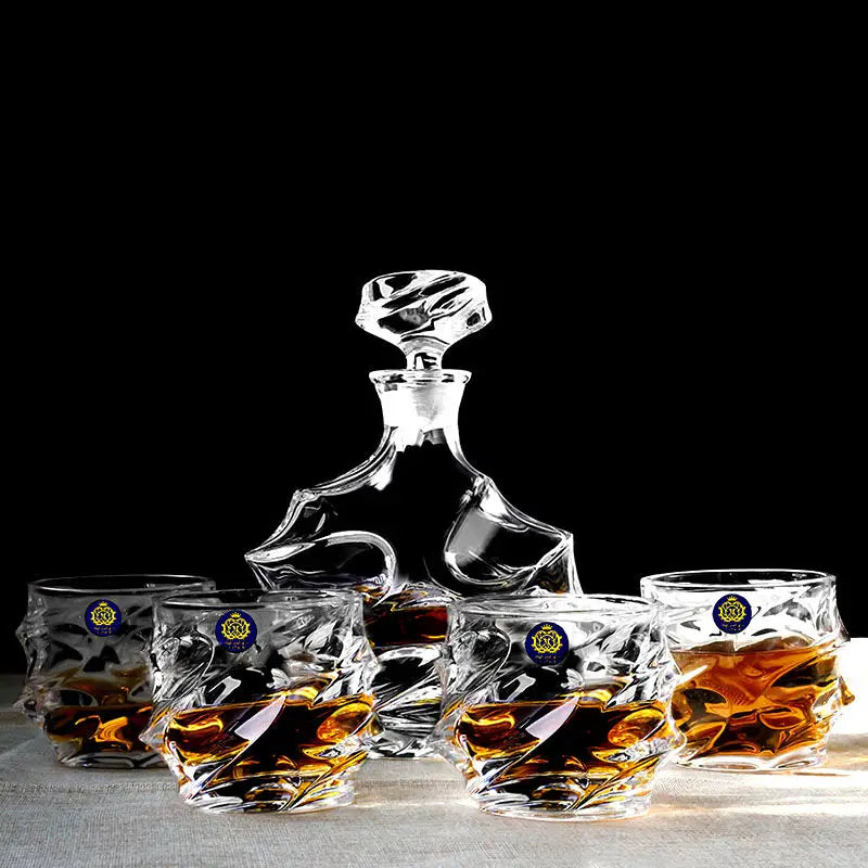 7PCS/SET Crystal Glass Wine Red Bottle + Cups Wine Decanter Whiskey Bohemia Liqour Pourer Home Bar Vodka Beer Bottle Jar Jug JR