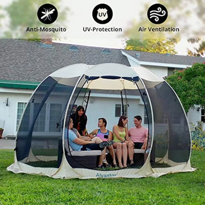 Alvantor Screen House Room Camping Tent Outdoor Canopy Up Sun Shade Hexagon Shelter Mesh Walls Not Waterproof,10'x10'