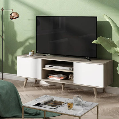 2023 New TV Stand for 55 60 Inch TV, Mid Century Modern TV Console, Entertainment Center with Storage for Living Room