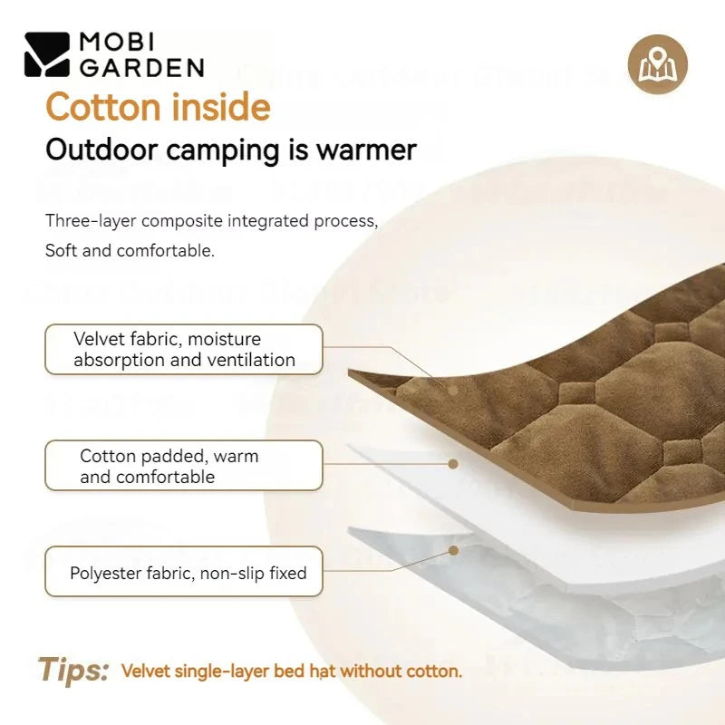 MOBI GARDEN Camping Air Cushion Bedspread Mattress Cover Outdoor Inflatable MoistureProof Mat Dirty Velvet Camping Accessories