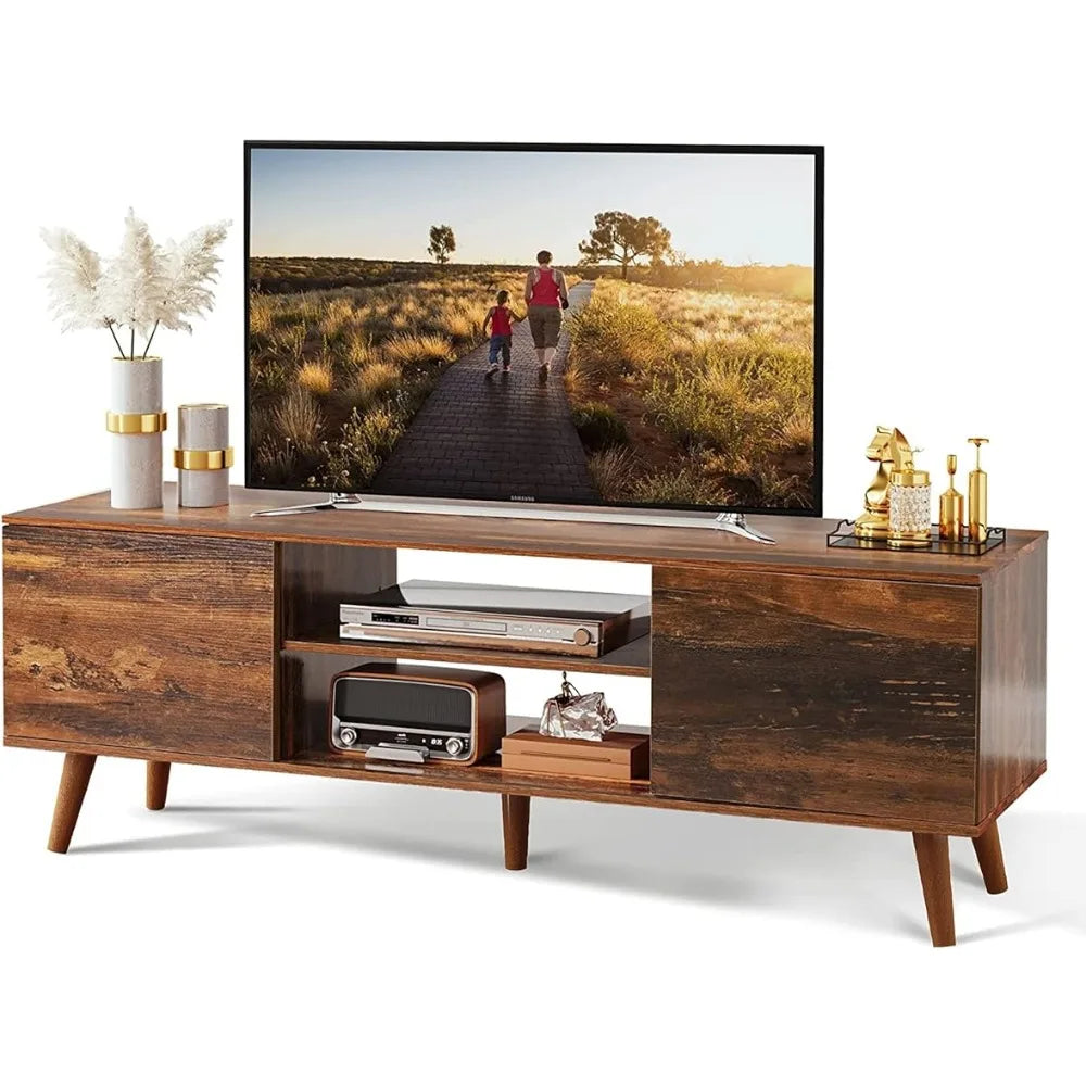 2023 New TV Stand for 55 60 Inch TV, Mid Century Modern TV Console, Entertainment Center with Storage for Living Room