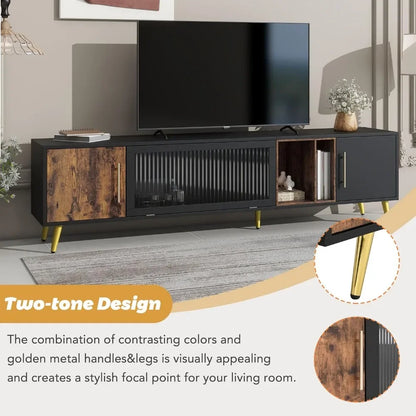 Two-color Media Console Furniture for Modern Television Stands Fits TVs Up to 80 Inches Tv Mount Tv Stand Living Room Furniture