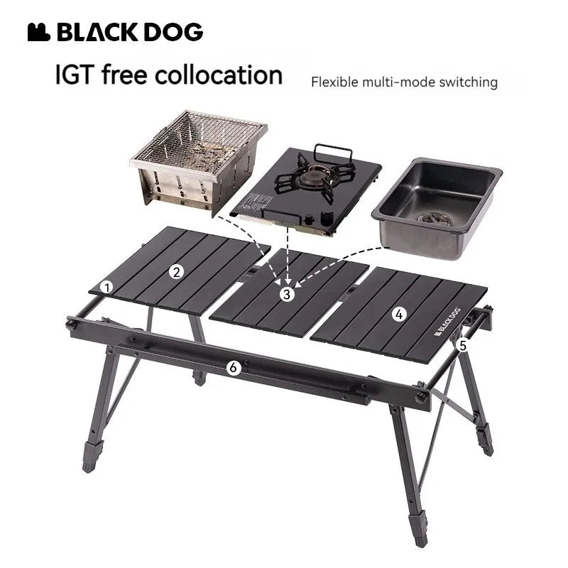 Naturehike Blackdog IGT Folding Modular Camping Table Outdoor Picnic Multifunctional Combination Table Adjustable Heigh Aluminum