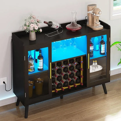 Meet the DWVO Wine Bar Cabinet: elegant, functional, and versatile. With LED lights, glass door, and built-in outlets, it’s perfect for wine, coffee, and decor. Elevate your space today!