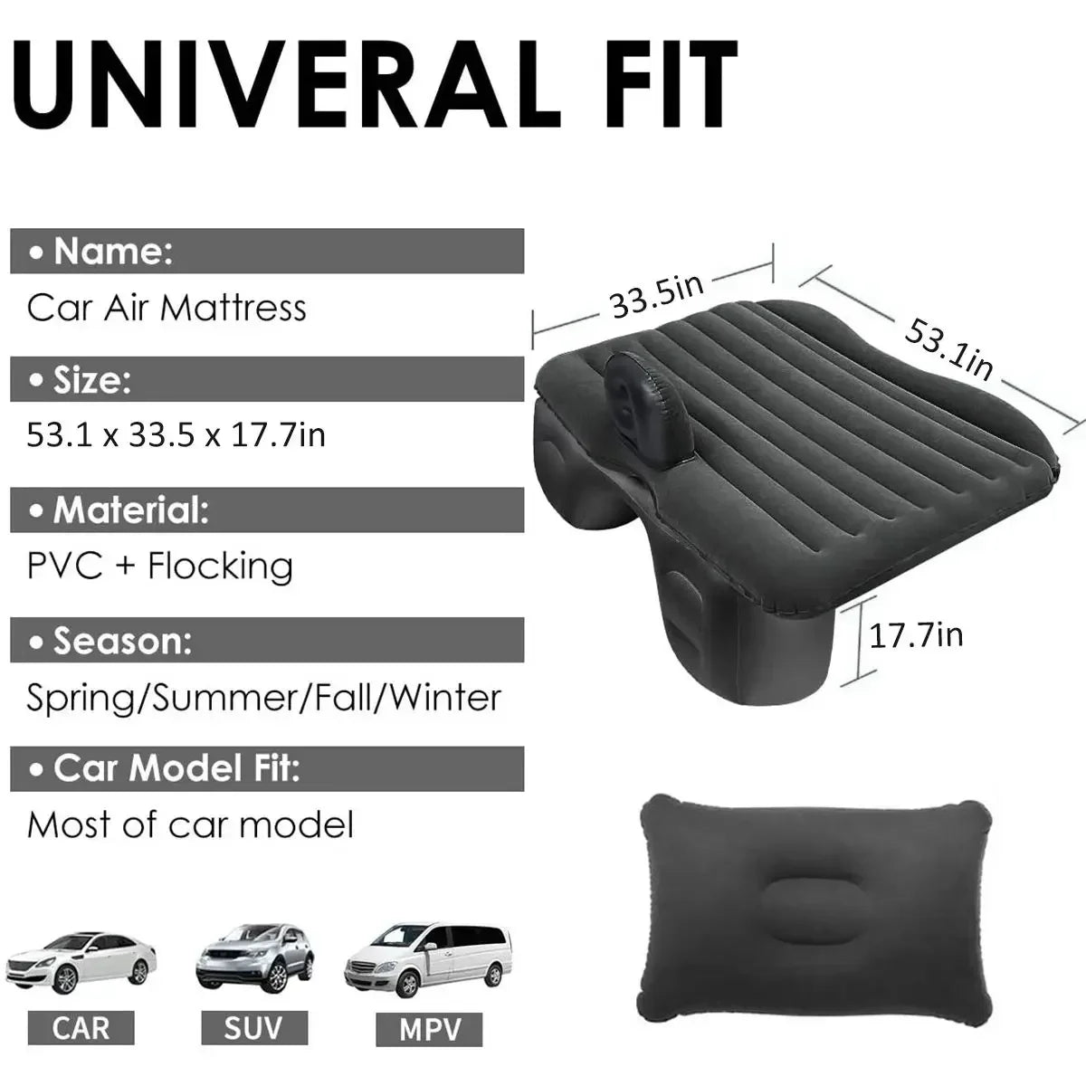 Universal Car Air Inflatable Travel Mattress Bed Cushion For Back Seat SUV MPV Multifunctional Sofa Pillow Outdoor Camping Mat