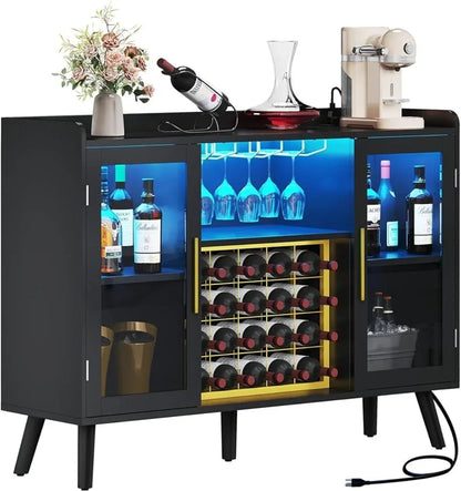 Meet the DWVO Wine Bar Cabinet: elegant, functional, and versatile. With LED lights, glass door, and built-in outlets, it’s perfect for wine, coffee, and decor. Elevate your space today!