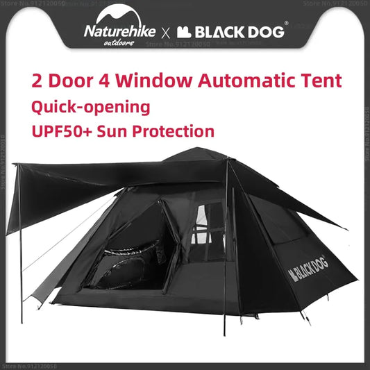 Naturehike-Blackdog Upgrade Automatic Tent 2Door 4 Window Quick Opening Tent Outdoor Camping Portable Rainproof Tent With Canopy