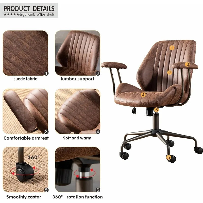 Home Office Desk Chair Computer Chair Office Chair with Mid Back Support Armrest Executive Rolling Swivel Height Adjustable Task