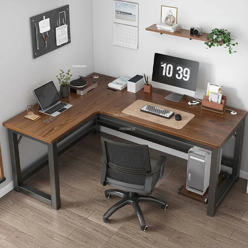 European Office Furniture Creative Corner Computer Desks Double Table Internet Cafe Gaming Desk Home Bedroom Wooden Study Table