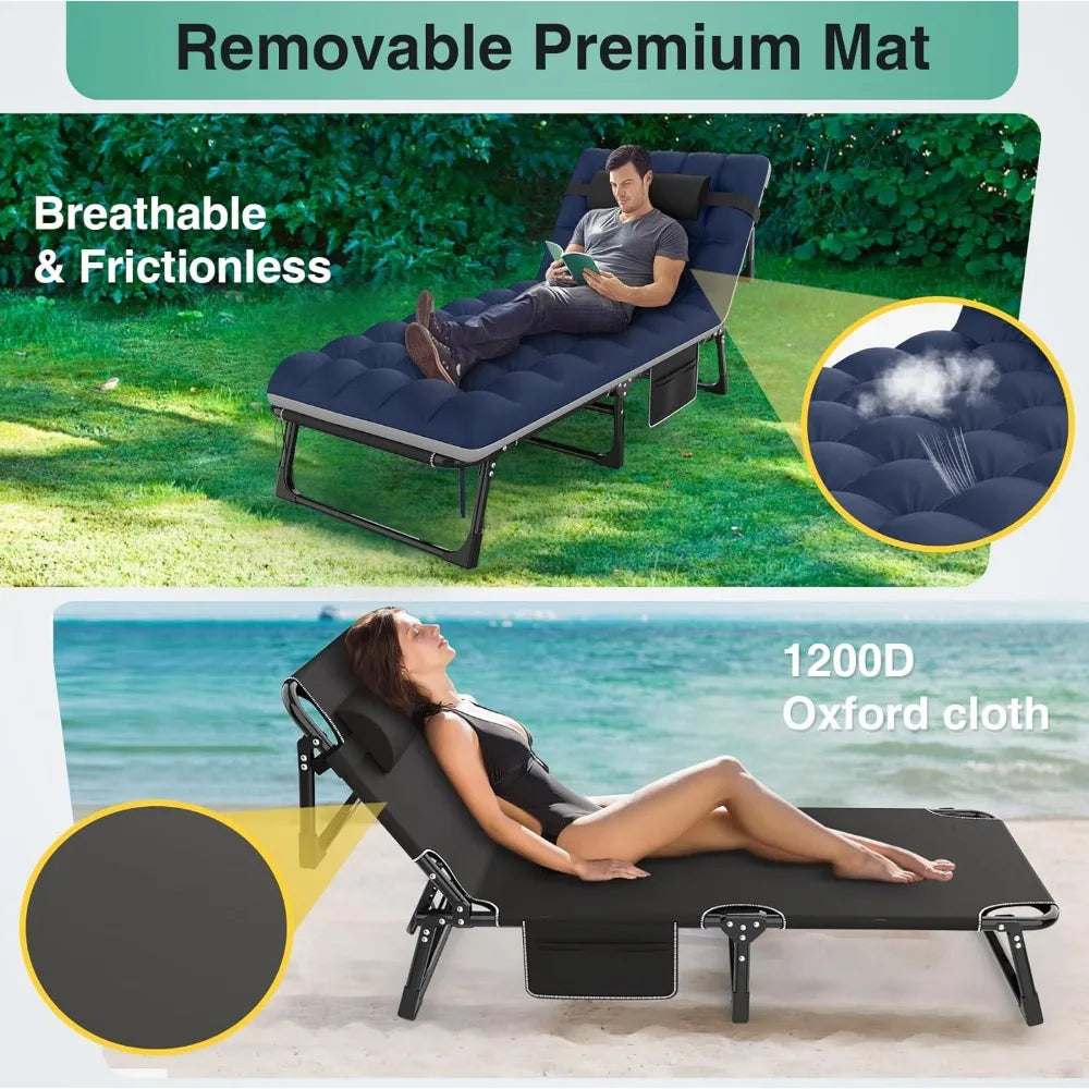 Folding Camping Bed with Mattress, Memory Foam Mattress and Metal Frame with Storage Cover, Portable Folding Bed