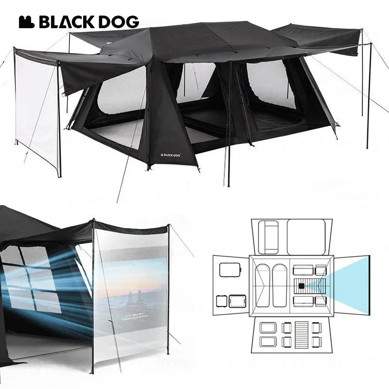 Naturehike BLACKDOG Camping Tent Waterproof Automatic One-touch Dome Cabin Tent for 5-8 Person Outdoor Trip W/ Projection Screen