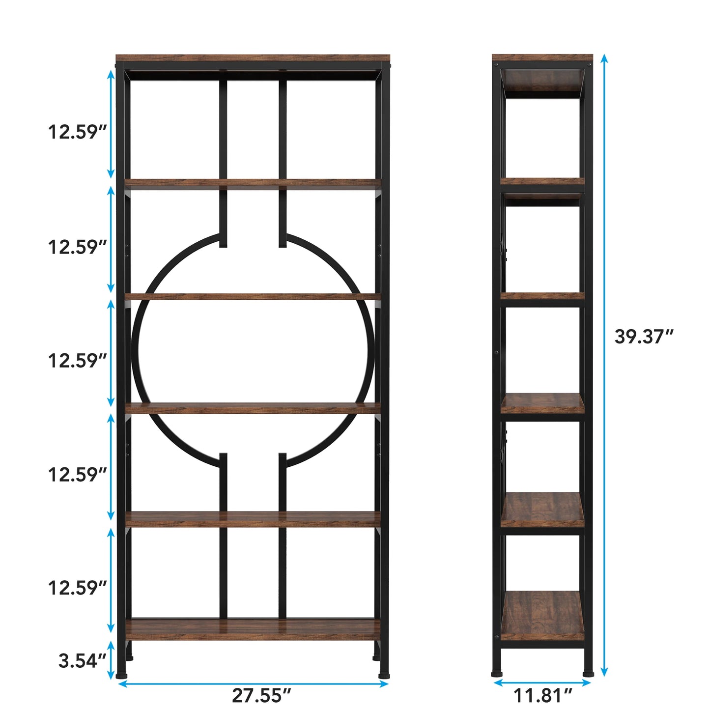 Tribesigns 70.9 Inch Industrial Bookshelf, 6-Tier Tall Bookcase with Open Shelves, Wood and Metal Display Shelf Storage Shelves