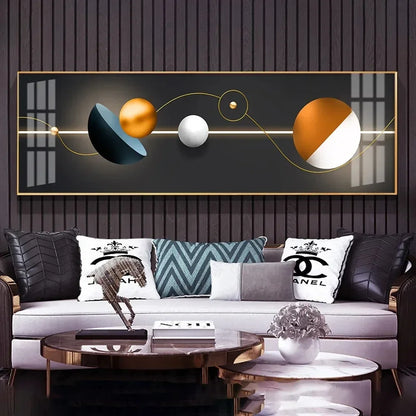 Hot Big Size Nordic Luxury Golden Canvas Painting Wall Art Abstract Solid Geometry Modern Art Ribbon Posters and Prints Home