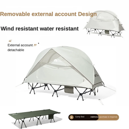 Outdoor Camping Travel Bed Tent Single Aluminium Lightweight Travel Bed Camping Rainproof Sunshade Folding Bed