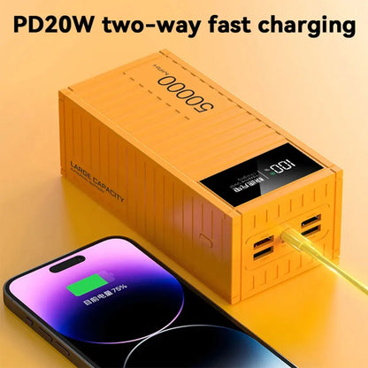 Mobile Power Container Coating Style Power Bank 6 Interface Fully Compatible with Mobile Phone Ultra Fast Charging, 50000mAh