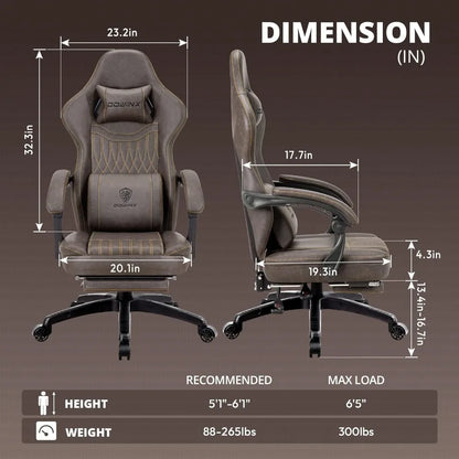 Gaming Chair Breathable PU Leather Gamer Chair with Pocket Spring Cushion, Ergonomic Computer Chair with Massage Lumbar Support,