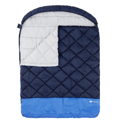 40F Double Sleeping Bag – Navy Blue (85 in. X 62 in.) Adjustable and Large Size for Easy Portability Soft and Breathable