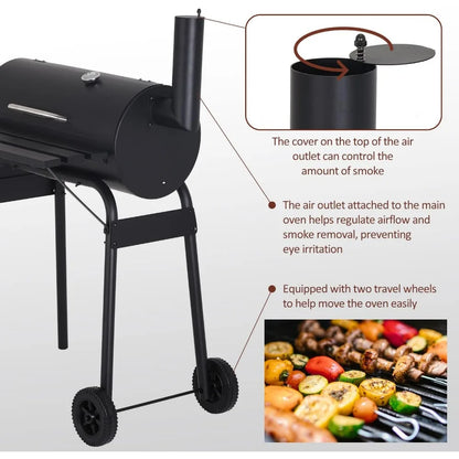 Chris Aingamias Charcoal Grills Outdoor BBQ Grill Offset Smoker with Wheels Side Fire Box Portable Barbecure Grill for this will be perfect for getting those grill marks and enjoys watching the flames run through the steaks