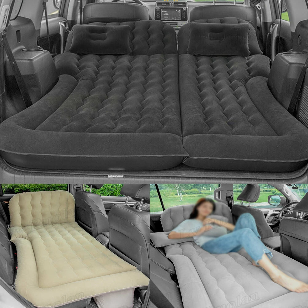 Portable SUV Travel Air Mattress Cushion Inflatable Car Bed Mattress Car Camping Mattress with 2 Pillows Outdoor Camping Cushion