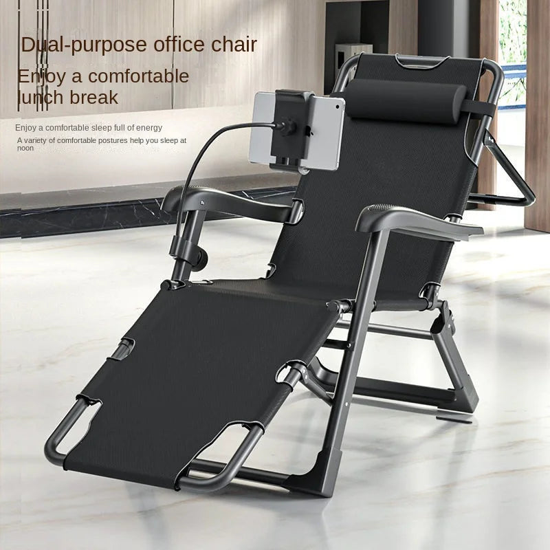 Furniture Dual-use Reclining Chair Folding Lunch Break Leisure Portable Office Lazy Nap Elderly Home Chair Flattened Sofas Bed