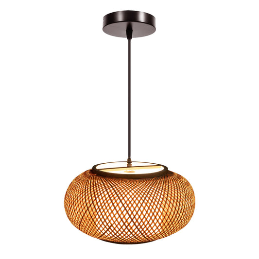 Vintage Bamboo Pendant Lamp Wicker Lampshade Rattan Hand-Woven Chandelier Home Decor Hanging Light For Living Room Bedroom LED