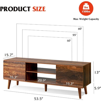 2023 New TV Stand for 55 60 Inch TV, Mid Century Modern TV Console, Entertainment Center with Storage for Living Room