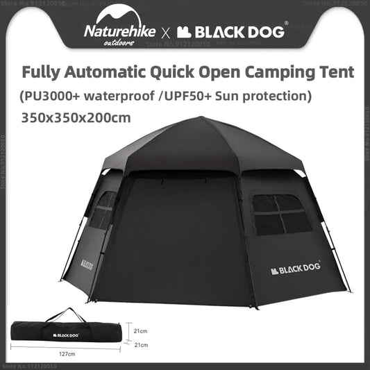 Naturehike&Blackdog Hexagonal Automatic Quick Open Camping Tent Outdoor Portable Sun Protection Tent 150D Travel Rainproof Tent