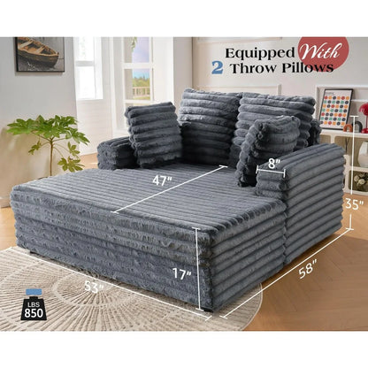 This is by far the ultimate nap station and the best sleep you will ever experience, 53 Inch Chaise Lounge Indoor, Upholstered Sofa Bed with Throw Pillows and Armrests, Sleeper Chair- Plush Chair Bed for Living Room