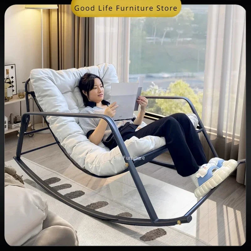 Double Rocking Chair Lounge Chair Sofa Chair Bedroom Balcony Living Room Lazy Comfortable Lunch