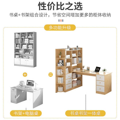 Computer Desk Bookshelf Integrated Shelves Drawers Large Laptop Home Bedroom Student Study Writing Desk Simple Office Table