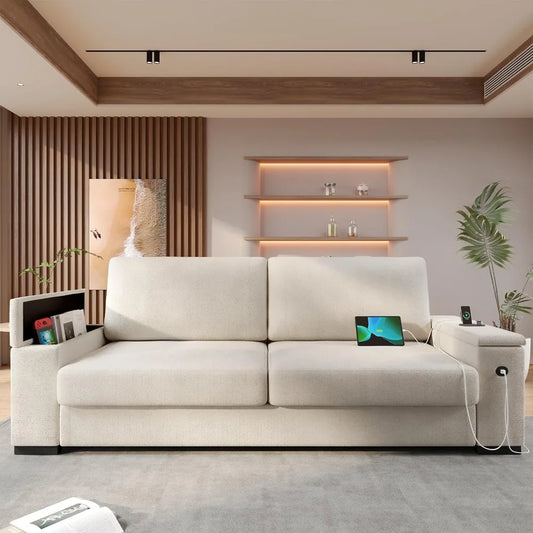 Modern living room sofa, comfortable sofa, large two person sofa with storage space and2USB charging ports,detachable sofa cover