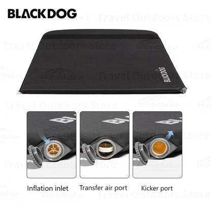 Naturehike BLACKDOG Inflatable Camping Mat Self-inflating Air Mattress Single/Double Bed Sleeping Pad Cushion with Pillow Black