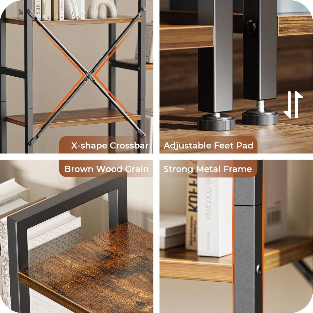 New Triple 4 Tier Bookshelf, Bookcase with 11 Open Display Shelves, Wide Book Shelf Book Case for Home & Office