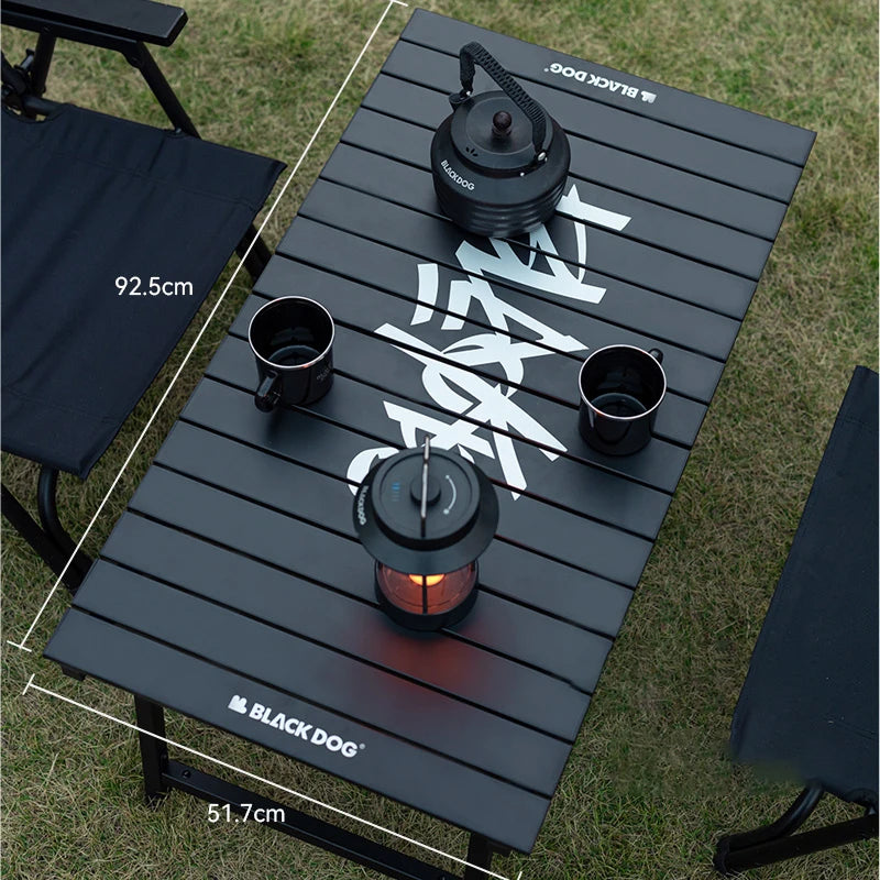 Black Dog Portable Aluminum Alloy Folding Table Multifunctional Outdoor Camping Folding Table Blackout Style Load Capacity 30kg