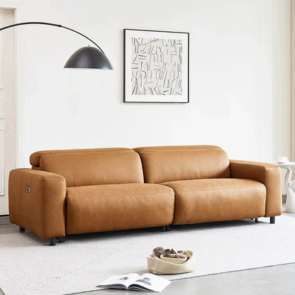 QS5 Sofa living room Italian minimalist first layer cowhide adjustable retractable double functSofa living rion sofa small apart