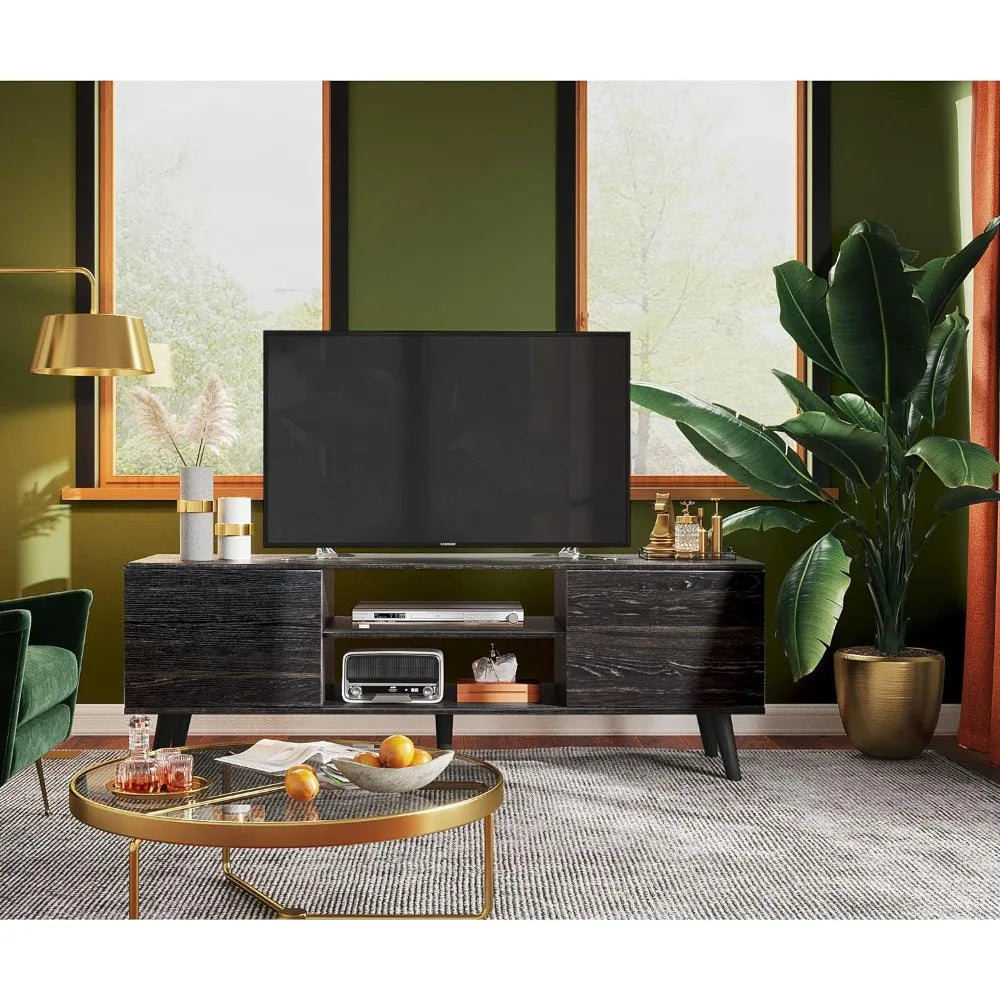 2023 New TV Stand for 55 60 Inch TV, Mid Century Modern TV Console, Entertainment Center with Storage for Living Room