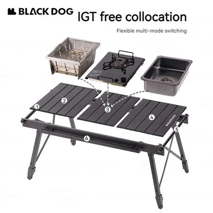 Naturehike BLACKDOG IGT Folding Camping Table Removable Portable BBQ Grill Wood Table Outdoor Picnic Backpacking Fishing Table