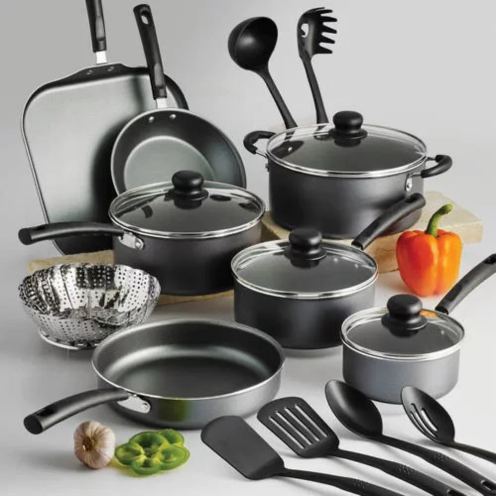 Primaware 18 Piece Non-stick Cookware Set, Steel Gray Kitchen    Cooking Pots