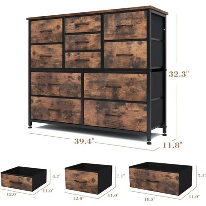 Wide Dressers & Chests of Drawers With Wood Top Luxury Dressing Table Woman 39.4”W X 11.8“D X 32.3“H Rustic Brown Furnitures