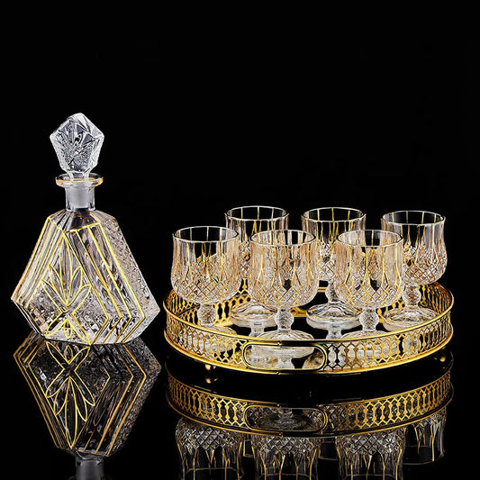 European classical crystal glass liquor bottle foreign wine glass household whiskey glass set spirits glass wine set