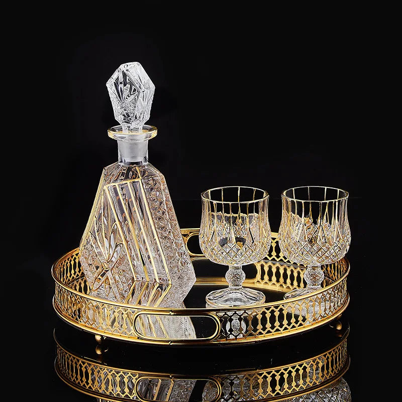 European classical crystal glass liquor bottle foreign wine glass household whiskey glass set spirits glass wine set