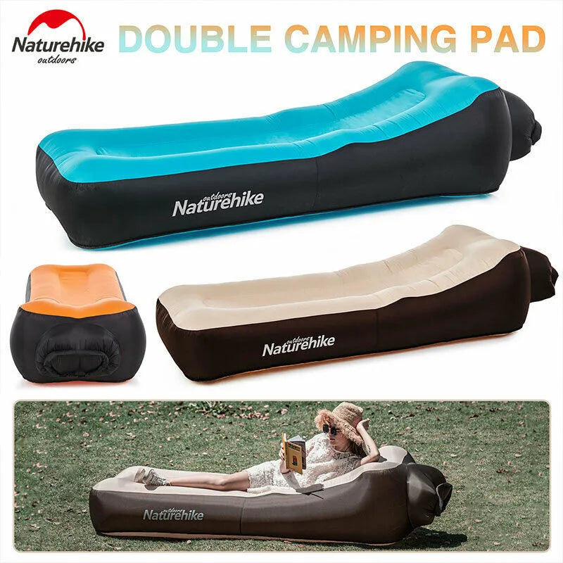 Inflatable Sleeping Bed Air Cushion Lazy Sofa Bed Double Layer Thicken Waterproof Camping Mat Beach Pads Outdoor Hiking Mattress