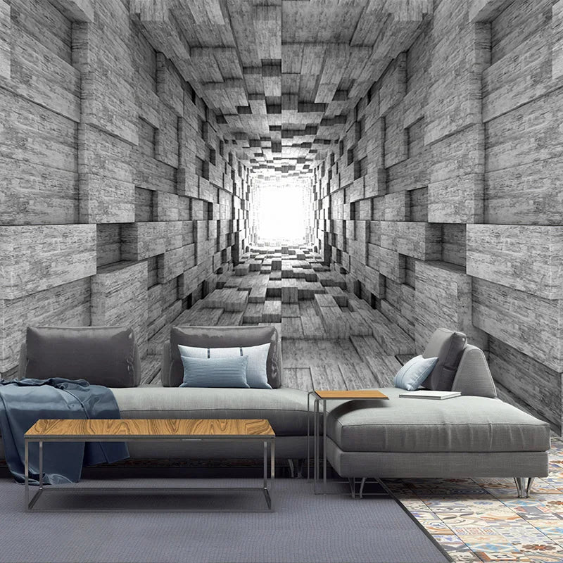 3D three-dimensional European style retro tunnel space, square living room, bedroom, customized self-adhesive wallpaper, mural