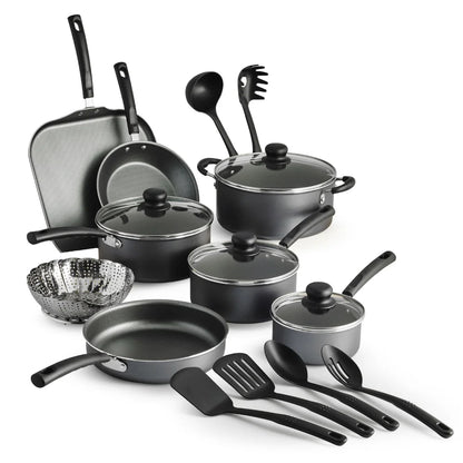 Primaware 18 Piece Non-stick Cookware Set, Steel Gray Kitchen    Cooking Pots