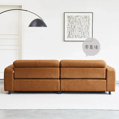 QS5 Sofa living room Italian minimalist first layer cowhide adjustable retractable double functSofa living rion sofa small apart