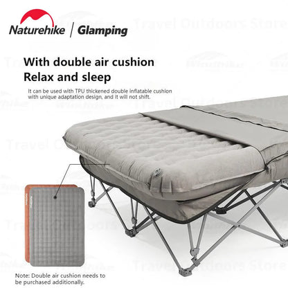 Naturehike Portable 2 Persons Camping Bed Widen Quick Open Folding Cot 120Kg Bearing Weight Camp Hiking Beach Sleeping Bed