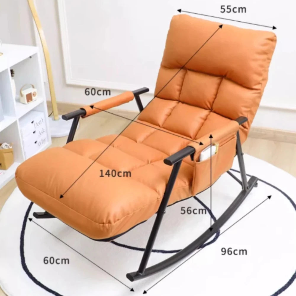 Nordic Adult Rocking Chair Washable Technology Cloth Lazy Sofa Lounge Chair Balcony Sun Recline Adjustable Ergonomic Deckchair