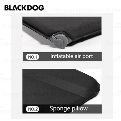 Naturehike BLACKDOG Inflatable Camping Mat Self-inflating Air Mattress Single/Double Bed Sleeping Pad Cushion with Pillow Black