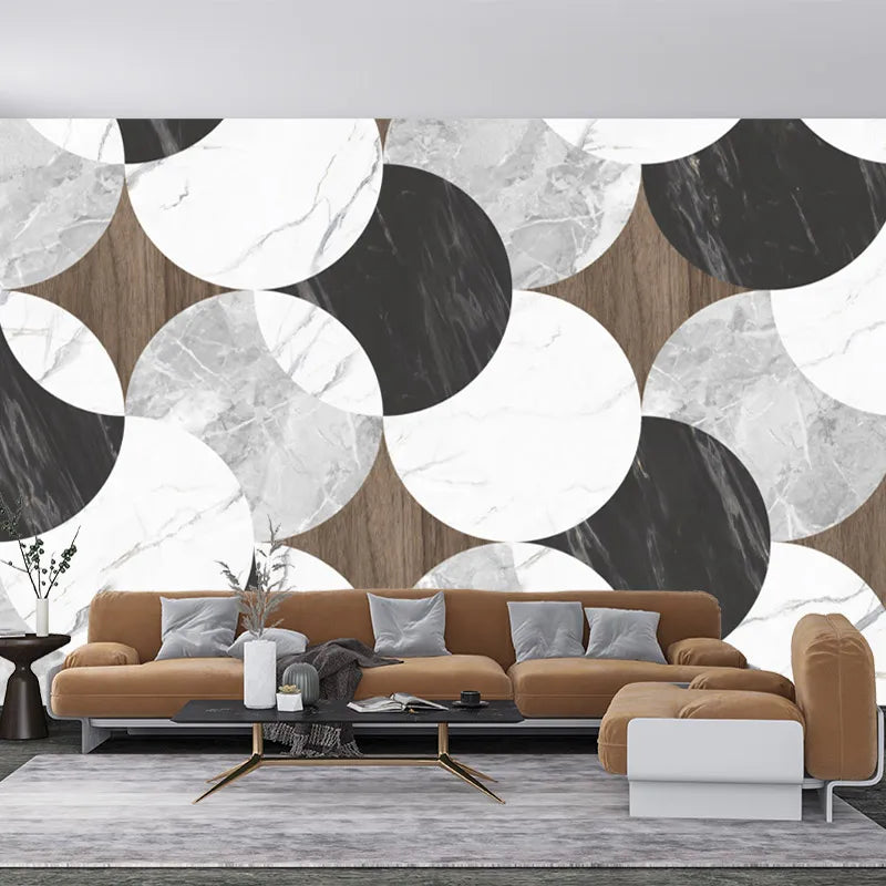 Geometrically abstract round plantain forest, customized 3D wallpaper wall stickers, living room, bedroom  Home Furnishing